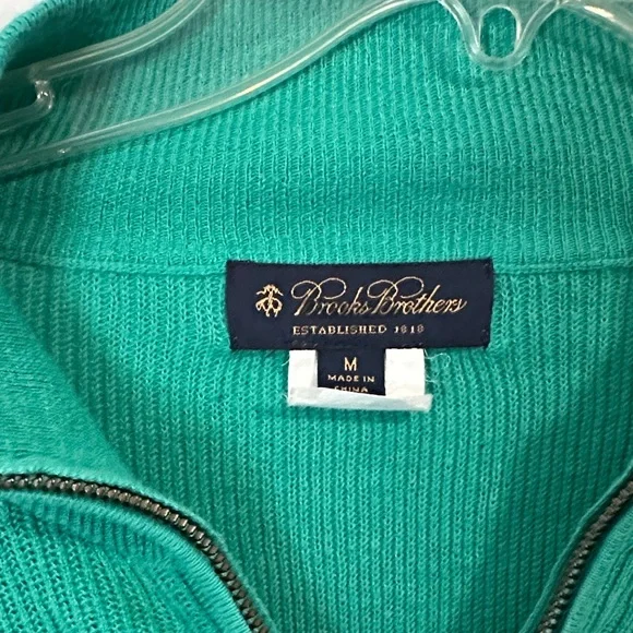 Brooks Brothers Turquoise Knit Half-Zip Sweater - Picture 2 of 5